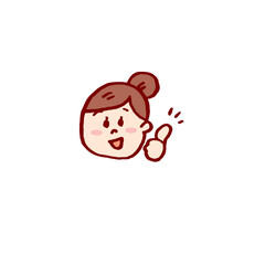 お団子頭のかわいい女子の色々な表情