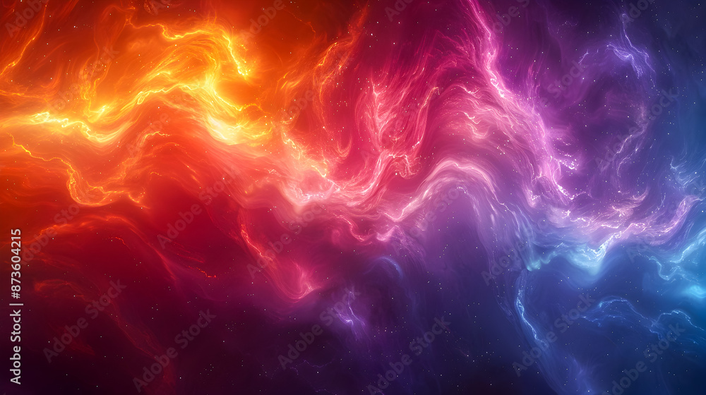 Aufkleber swirling ethereal background of iridescent energy shimmering lightning like bursts of vivid rainbow 