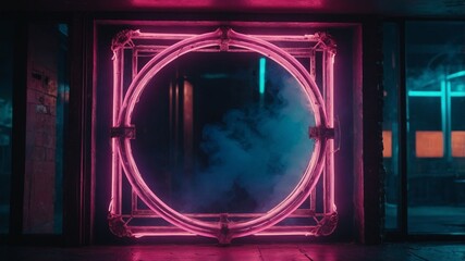 3d neon frame with smoke effect, blue and pink neon frame with smoke effect, frame, neon, effect, smoke, cloud, abstract, light, background