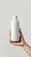 Hand Holding Blank White Bottle for Skincare Products