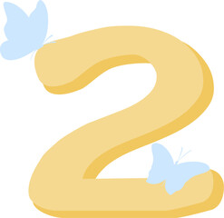 two, number two, orange number two, blue butterfly theme