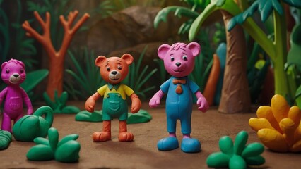 Obraz premium Delightful claymation story of a whimsical day at the zoo for kids