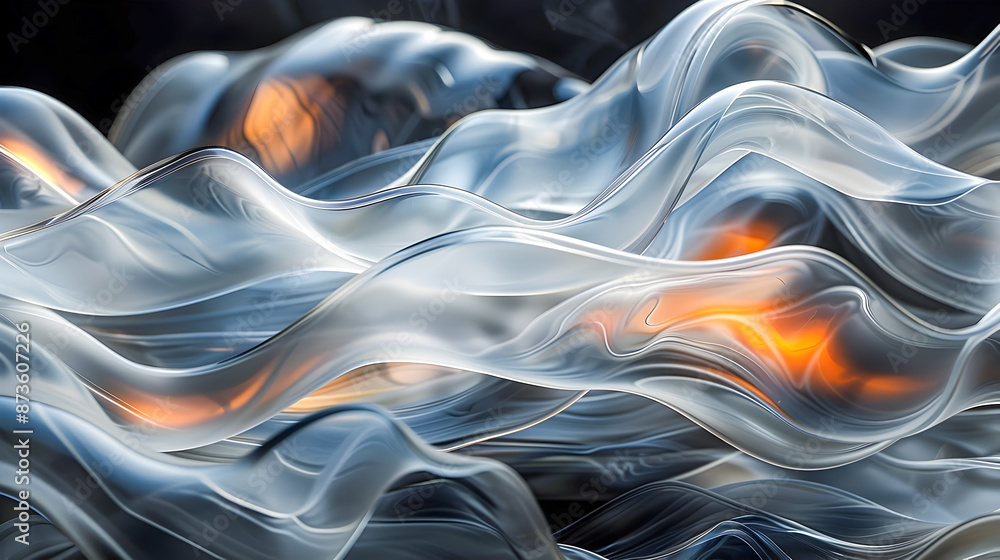 Poster captivating abstract glass artwork showcasing fluid organic shapes that appear to flow and morph cap