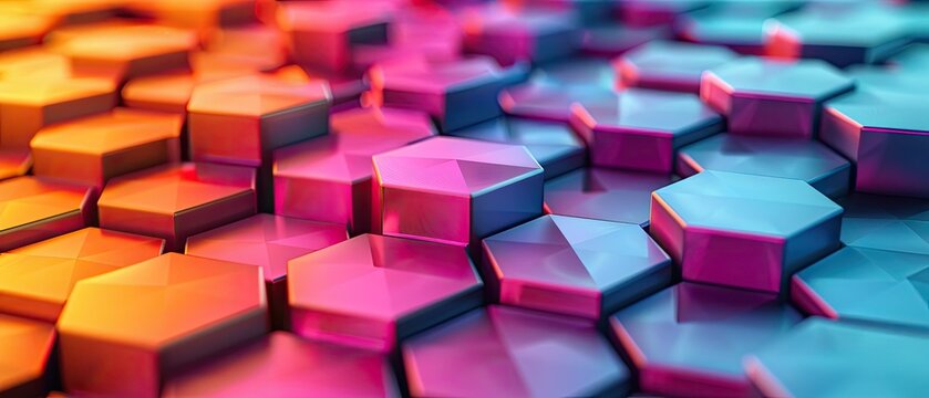 Hexagonal 3D Product Mockup with Modern Geometric Design background.