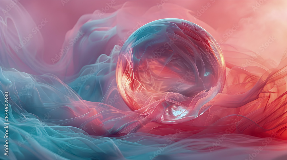 Aufkleber dreamy ethereal abstract orb comprised of delicate undulating forms in a harmonious blend of pastel 