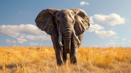 Obraz premium Elephant in a field of tall grass.