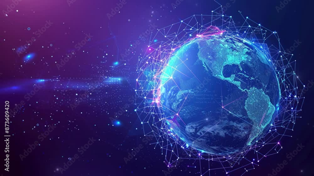 Poster abstract technology background with a global network and connectivity concept. digital global networ