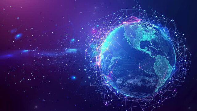 Abstract technology background with a global network and connectivity concept. Digital global network. Abstract futuristic digital network connection. Copy space area for text. 4K Videos