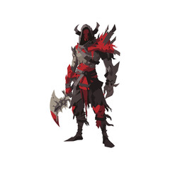 Red monster game character flat vector design