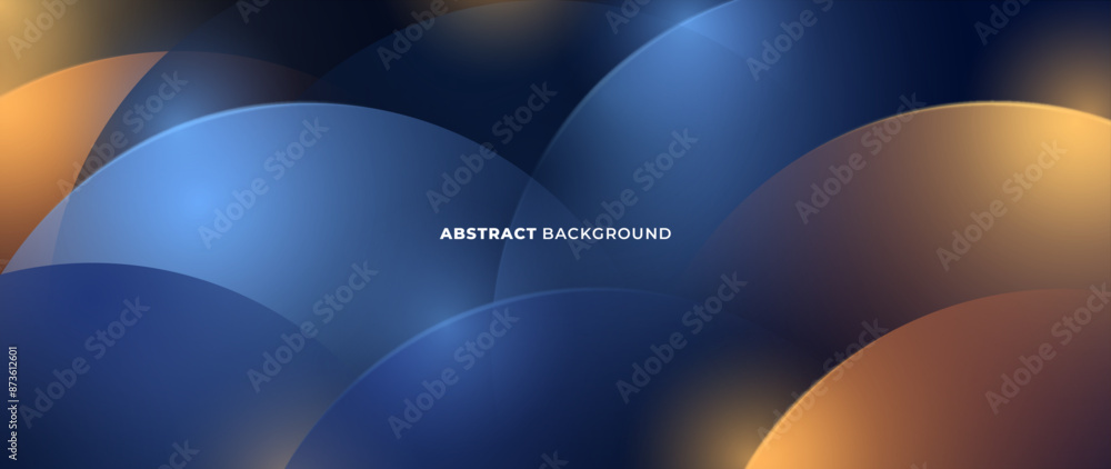 Poster abstract gradation background semicircle pattern with blue and orange color gradation. for business 