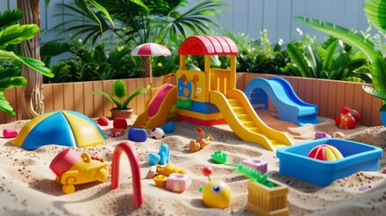 Summer playtime fun  children s outdoor toy sandbox for imaginative games and activities