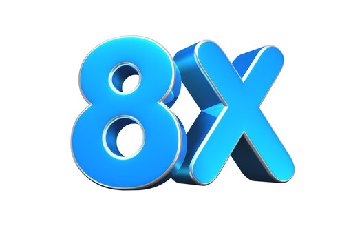 8X blue 3d illustration. Advertising signs, Product design, Product sales, Fabric design, Digital printing.