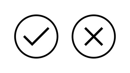 Check mark and cross mark icon set