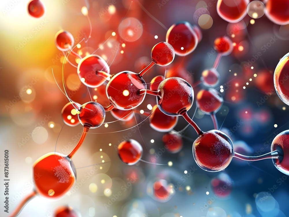 Poster futuristic molecular structure representing hemoglobin oxygen optimization