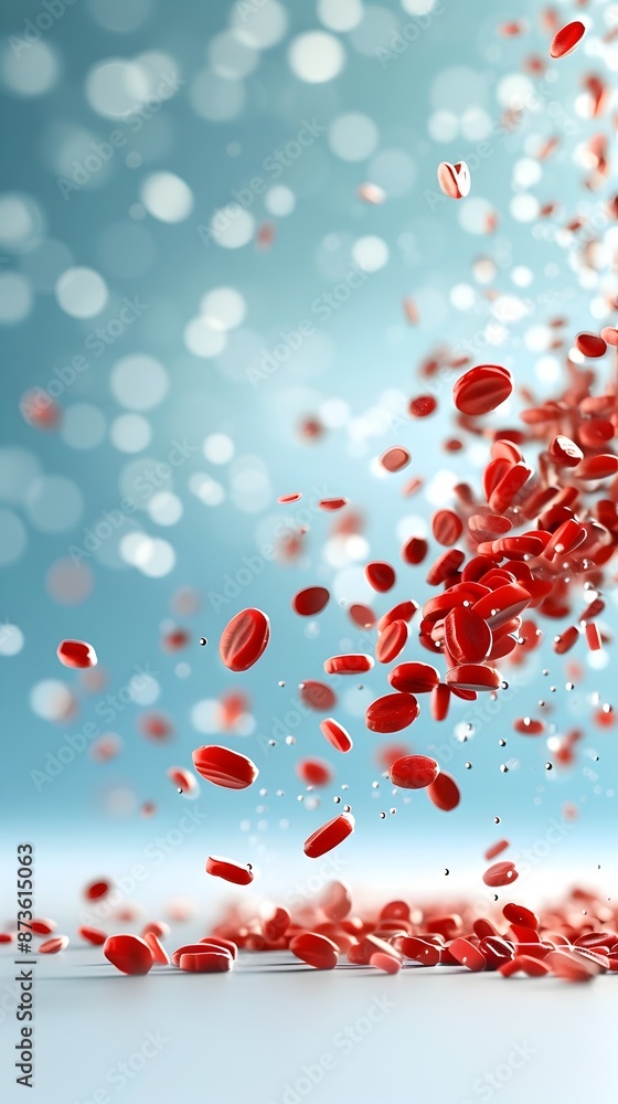 Poster captivating red plasma particles composing ethereal fluid explosion
