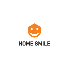 Home with smile face logo design