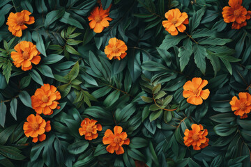 Marigold (Tagetes) plant background design, creative wallpaper