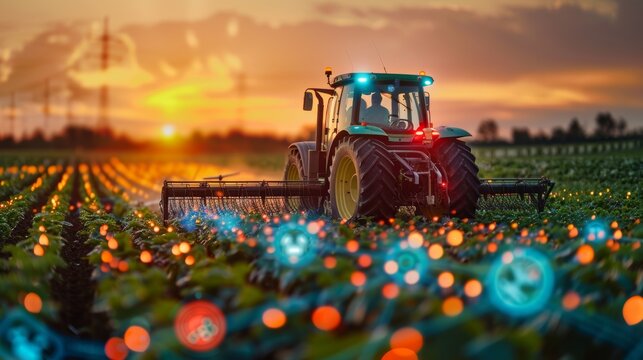 Integration of IoT in farming, highlighting precision agriculture and smart farming technology, Agri-tech innovations, smart farming, agriculture in industry.