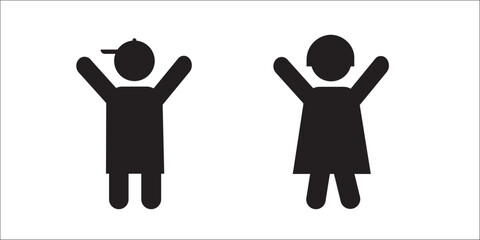 Child icon set. Boy and girl kids vector pictogram