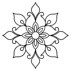 Pattern ornament element flower Russian folk style Line art Vector Artwork