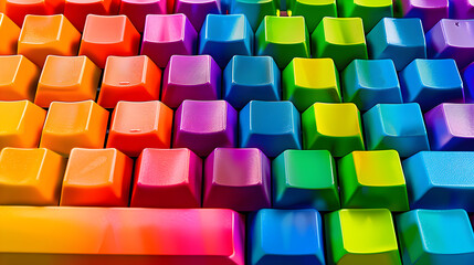 Obraz premium Colorful QWERTY Keyboard Graphic: A Vibrant Representation of Typing Essentials in a Digital Era