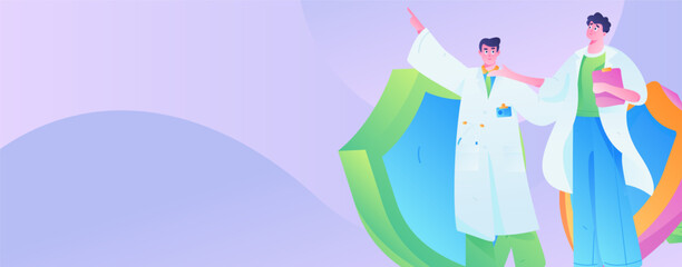 Medical characters fighting the epidemic flat vector concept operation hand drawn illustration
