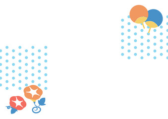 朝顔とうちわと水玉のフレーム01