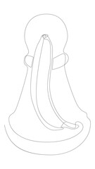 One continuous line of pawn, chess piece with Banana. Thin Line Illustration vector concept. Contour Drawing Creative ideas.