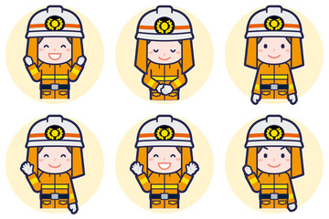 女性消防士のポーズセット_02