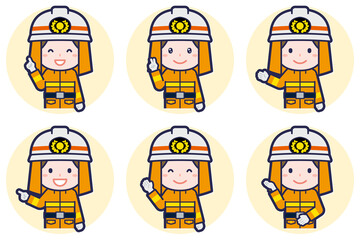 女性消防士のポーズセット_03