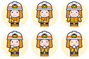 女性消防士のポーズセット_04