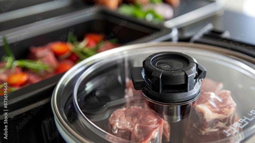 Aufkleber a detailed image of a sous vide container lids clamp attachment providing a secure hold on the conta
