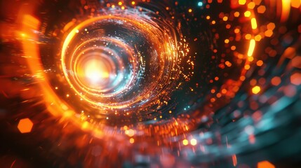 Obraz premium A bright orange and blue spiral with a lot of sparkles