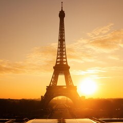 Naklejka premium Eiffel Tower at Sunset in Paris