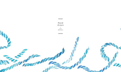 水彩画。水彩タッチの夏のロープイラスト。夏の水彩ベクター背景。Watercolor painting. Summer rope illustration with watercolor touch. Summer watercolor vector background.