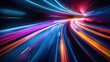 Abstract Light Trails in a Tunnel Creating a Futuristic and Dynamic Visual Effect