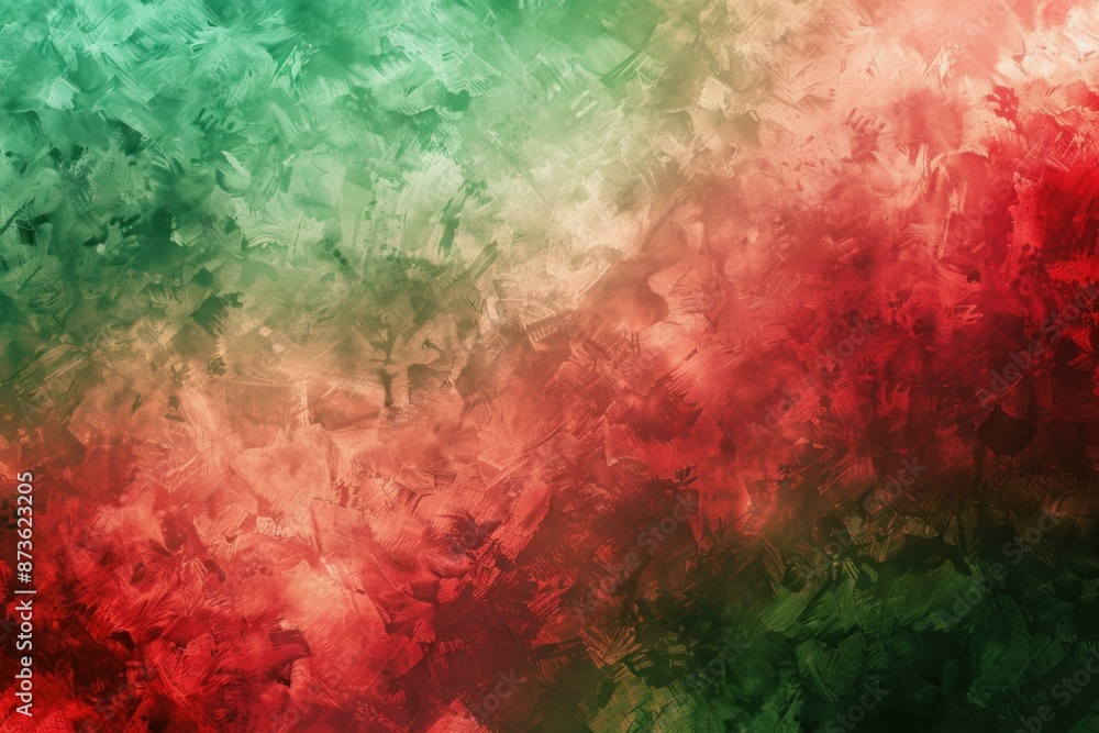 Poster vibrant red and green brush strokes create a dynamic abstract background texture