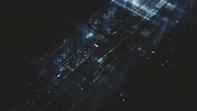Futuristic screen display matrix, hi-tech digital data telemetry with encrypted numbers, display dynamic background for computer desktop screen display format