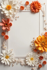 Floral 3D Corners on White Background - AI Generated