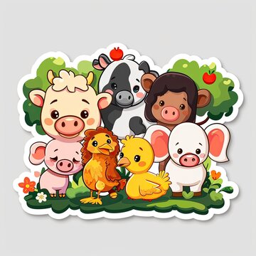 cute farm animals cartoon style clip art preview