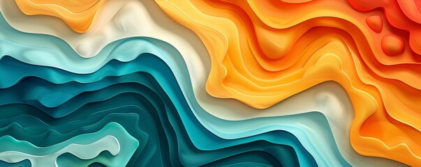 Textured abstract forms, flat design, top view, dreamscape theme, cartoon drawing, Triadic Color Scheme.,