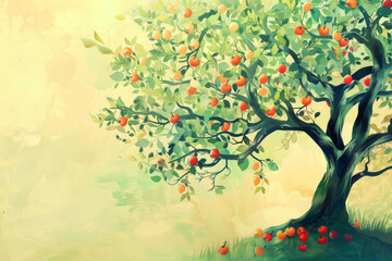 Wild Pear tree background design, creative