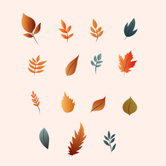 flat leaves background elements set theme autumn