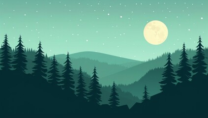 Naklejka premium Peaceful Nighttime Mountain Landscape