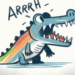 Kids' Scribbly Crayon Art: Playful Crocodile