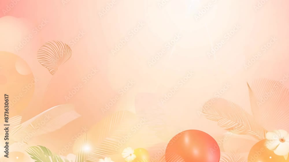 Poster peach and feather summer party invitation background generative ai