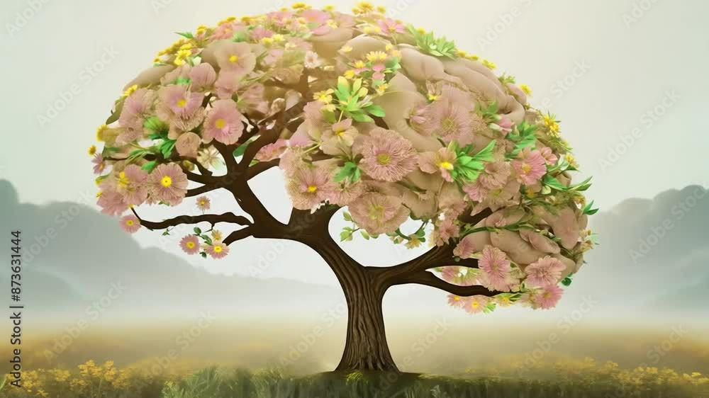 Poster blooming brain tree generative ai