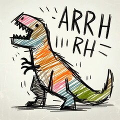 Child's Crayon Art: Fantasy Dinosaur