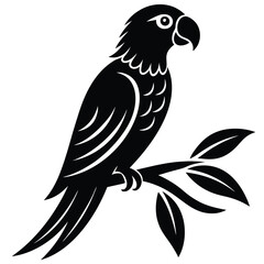 parrot perched Silhouette vector illustration