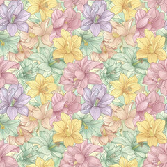 Floral variety color, form nature, seamless fabric pattern.